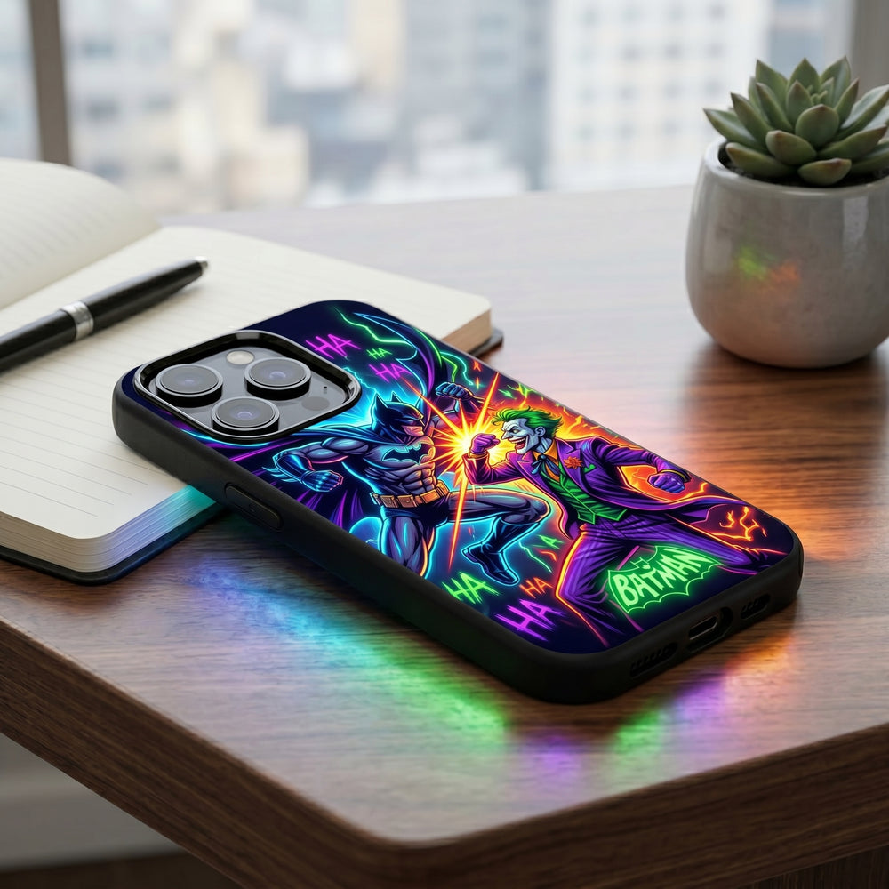 Cool Batman Joker Case Neon Light Cover Stylish