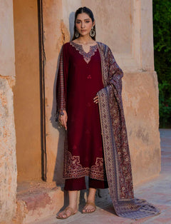Luxury heavy embroidered pure lawn suit with diamond dupatta for women