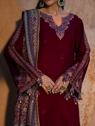 Luxury heavy embroidered pure lawn suit with diamond dupatta for women